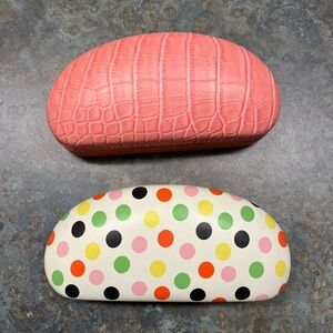 Pink Crocodile Texture and Polka Dot Eyewear Cases